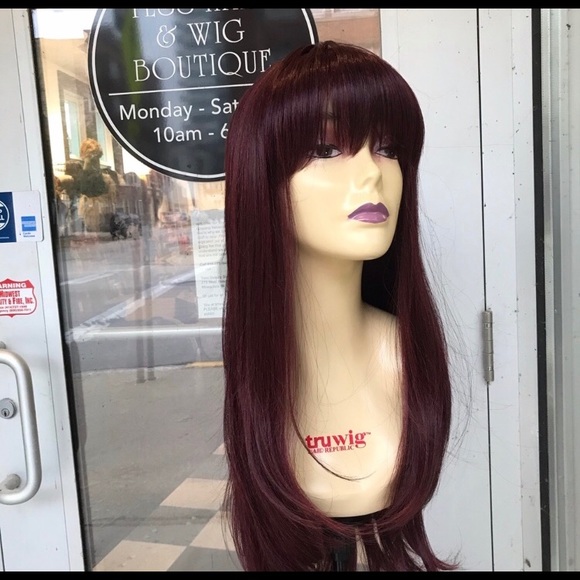 Red wine bangs BURGUNDY wig 2020 wig ON SALE - Picture 5 of 8